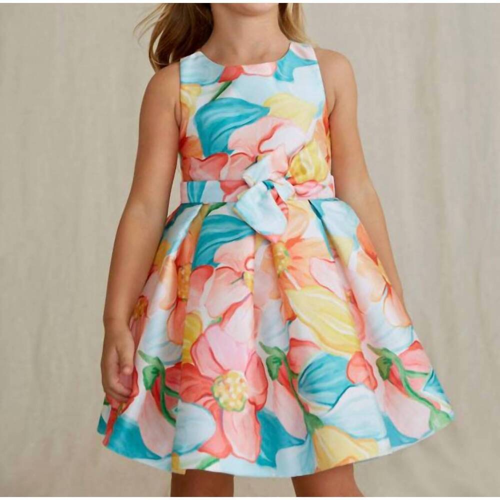 NEW ABEL & LULA floral mikado print dress in blue